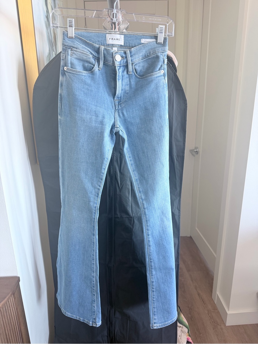 Frame Denim Light Blue High-Rise Wide Leg Jeans
